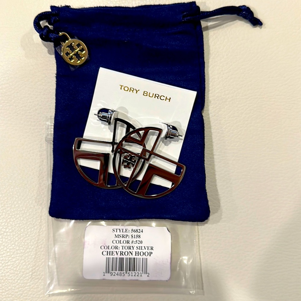 Tory Burch Chevron Hoop Silver